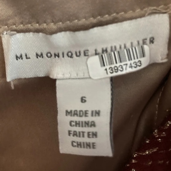 MONIQUE LHUILLIER Burgundy Metallic Hi Low Gown Size 6 Monique Lhuillier - Picture 9 of 9